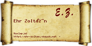 Ehr Zoltán névjegykártya